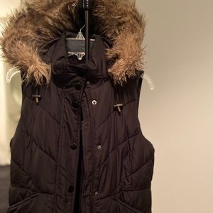 Banana Republic faux fur hooded vest